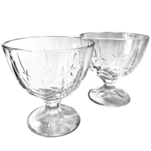 Sherbet Champagne Dessert Glasses 8oz Cups Vintage Cut Cross Glassware Set 2 - £14.22 GBP