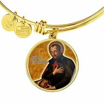 Express Your Love Gifts St. Camillus Catholic Saint Circle Pendant Bangle Engrav - £44.26 GBP
