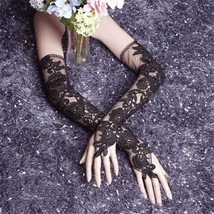 Long Lace Fingness Gloves Gothic Party Mittens Party Embroidery Women Ac... - $15.88