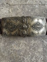 Vintage Accessocraft N.Y.C. Gold Tone Heavy Buckle Belt Adjustable Brown Belt - £35.11 GBP