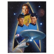 Star Trek Classic Trio and Enterprise 12 x 16 Lighted Stretched Canvas Wall Art - £19.32 GBP