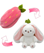 Bunny Stuffed Animal,Strawberry Reversible Cuddle Bunny Plush Doll with ... - £16.60 GBP