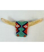 1950s Bull Steer Longhorn / Bison Beaded &amp; Bone Neckerchief Slide Boy Sc... - $74.25