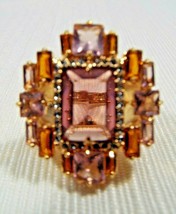 Size 7 Louise et Cie 14k Gold Plated Ring Faceted Prong Set Multicolored Stones - $58.00