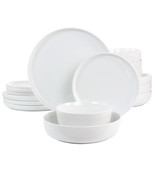 Gibson Home White Deco 16 Piece Fine Ceramic Dinnerware Set in White - $102.32 CAD
