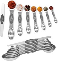 Measuring Spoons, Magnetic Measuring Spoons Set of 8 Stainless Steel Dual Sided  - £20.78 GBP