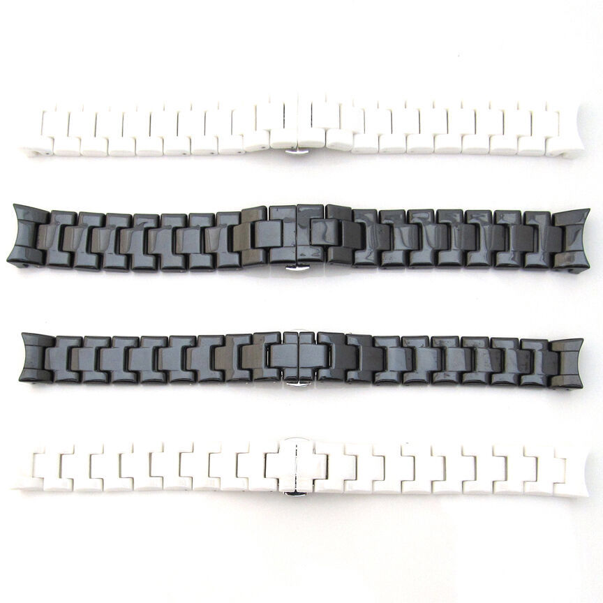 For EMPORIO ARMANI CERAMICA 18mm 22mm Watch Strap CERAMIC Bracelet BLACK WHITE  - $75.52