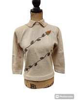 50&#39;s DALTON 100% Virgin Cashmere Tan Embroidered Flower  Sweater - $43.70