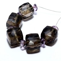 Smoky Quartz Amethyst Faceted Square Cube Beads Briolette Natural Loose Gemstone - £4.03 GBP