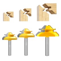45 Degree Lock Miter Router Bit 3-Piece Set, For 31/64&quot;,, 3Pcs 1/4 Shank - $37.92