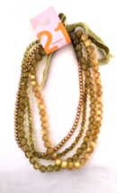 New Twenty One 2 Necklaces Autumn Olive Green Colors Beaded - £11.79 GBP
