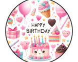 30 HAPPY BIRTHDAY ENVELOPE SEALS STICKERS LABELS TAGS 1.5&quot; ROUND CAKE SW... - £5.89 GBP