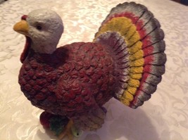 Thanksgiving turkey centerpiece Holiday Home hand painted resin 7.5 x 7x6 - $23.66 CAD