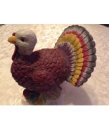 Thanksgiving turkey centerpiece Holiday Home hand painted resin 7.5 x 7x6 - $311.83 MXN