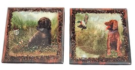 Dog &amp; Bird Nature-Inspired Ceramic Resin Coaster Tiles With Glass Border Set Of - $37.40