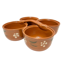 Vintage Art Pottery Mexican Clay Salsa 4 in 1 Bowl Hand Painted Handle 8... - £31.52 GBP