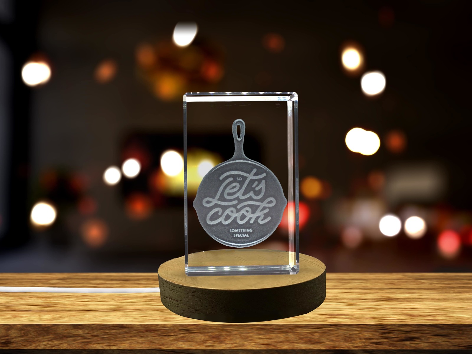 LED Base included | Let’s Cook Something Special 3D Engraved Crystal 3D Engraved
