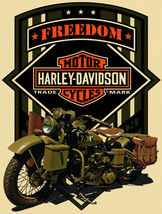 Freedom on a Green Motorcycle Harley Davidson Metal Sign - £27.45 GBP