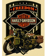Freedom on a Green Motorcycle Harley Davidson Metal Sign - £27.42 GBP