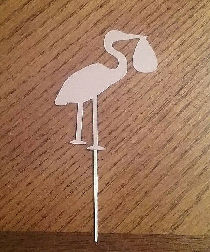 Lot of 12 Stork Carrying Baby Cupcake Toppers!  - $3.95