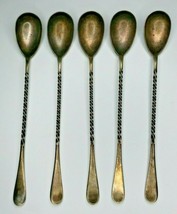 1835 R Wallace AI 5 Iced Tea Spoons Long Twisted Handle Stainless Flatware PB164 - £63.94 GBP