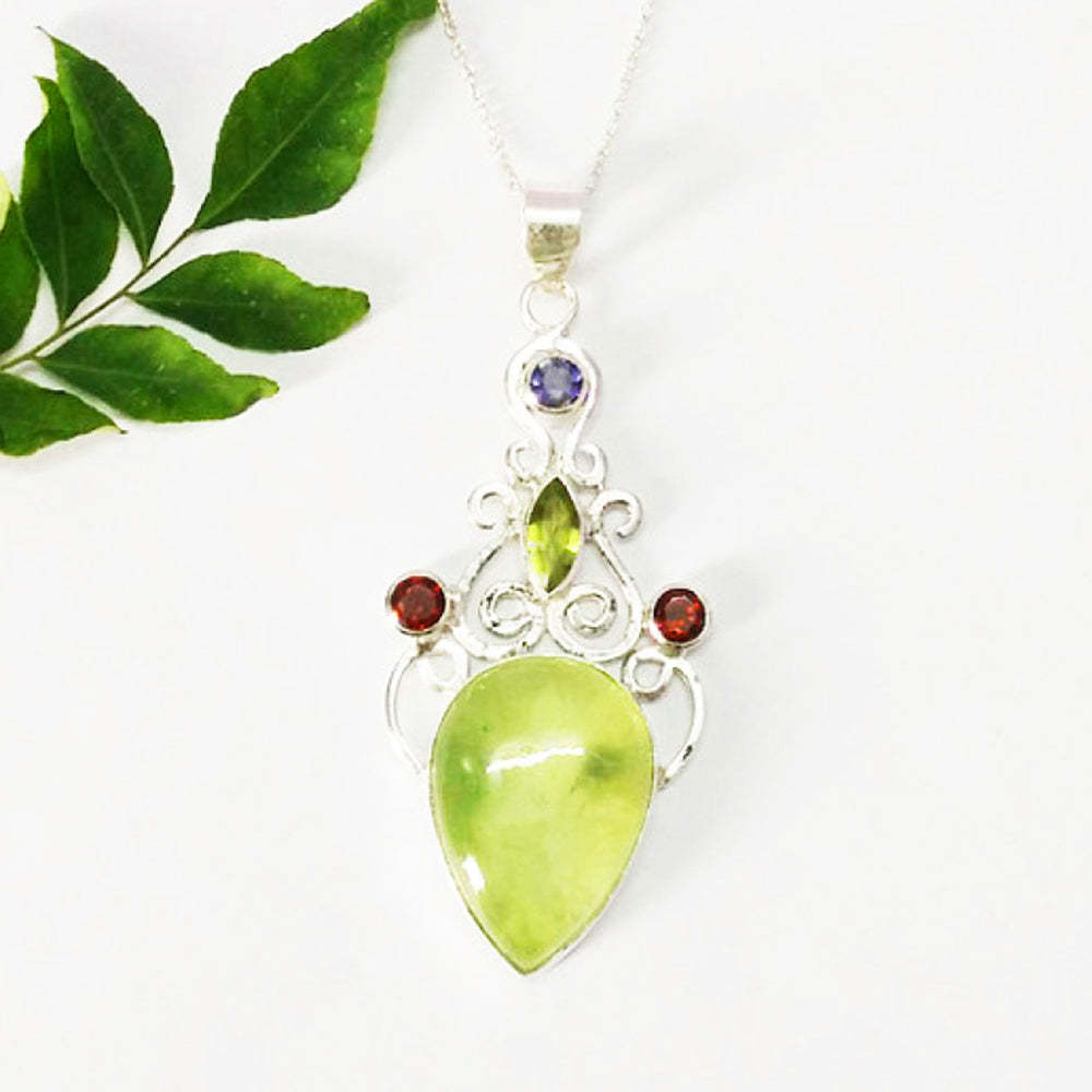 Natural MULTI GEMSTONE Pendant, Birthstone Pendant, 925 Sterling Silver Pendant, - £28.48 GBP