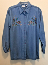 JJT Women’s Embroidered Denim Shirt Size L - £21.34 GBP