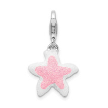 Amore La Vita Silver  Enameled Pink Sparkle Starfish Charm with Fancy Lobster Cl - £25.70 GBP