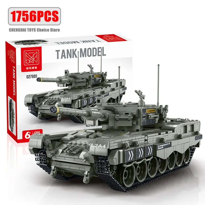 WW2 Military Leopard 2A4 Main Battle Tank Building Blocks Model Soldier Action - £57.60 GBP+