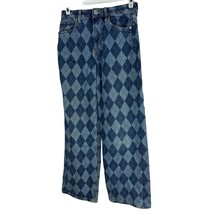 H&amp;M Wide Leg High Waist Argyle Patterned Denim Jeans Girls Size 12 - $19.10