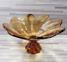 Vintage Amber Glass 5&quot; Compote Bowl Candy Dish - £19.84 GBP
