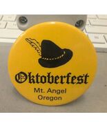 Vintage Advertising Pinback Button Oktoberfest Mount Angel Oregon Black ... - $12.86