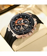 Men Quartz Watch Waterproof Luminous Date Wristwatch Chronograph Silicon... - €43,91 EUR