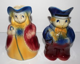Pair of Shawnee Little Boy Blue and Little Bo Peep 7.5&quot; Tall Pottery Pitchers - £43.95 GBP