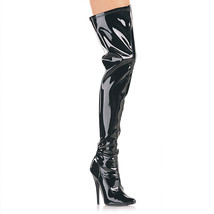 DEVIOUS DOM3000/B Women&#39;s Sexy 6&quot; Stiletto Heel Black Patent Thigh High Boots - £75.14 GBP