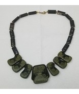 Necklace Earth Tone Faux Stone Green Gray 18&quot; Vintage - £14.90 GBP