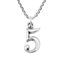 Trendy Birth Month .925 Sterling Silver Number '5' Gift Pendant Charm Necklace - £14.31 GBP