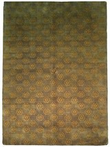 Light Brown Wool Carpet 6x9 All-Over Floral New Nepalese Handmade Rug - £460.35 GBP