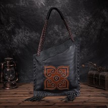 Retro Geometric Pattern Women Bag 2022 New Genuine Leather Shoulder Bags Leisure - £100.21 GBP
