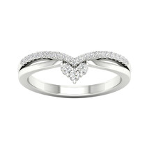 10K White Gold 1/5ct TDW Diamond Contour Wedding Band - £242.49 GBP