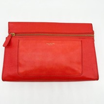 Isaac Mizrahi Jenna Coral Salmon Pink Vegan Leather Clutch Handbag Beachy Summer - £15.38 GBP