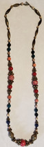 Genuine Ladies Handmade Silver Tone and Red Chips Beaded Necklace - £5.52 GBP