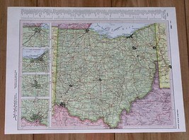 1958 Original Vintage Map Of Ohio Cleveland Cincinnati Verso North South Dakota - $28.79