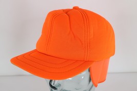 Vintage 90s Streetwear Distressed Blank Foam Ear Flap Fitted Hat Blaze O... - $48.50 CAD