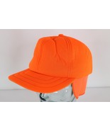 Vintage 90s Streetwear Distressed Blank Foam Ear Flap Fitted Hat Blaze O... - $34.60