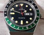 Timex Q Reissue Watch Green Bezel TW2U60900 SS Day Date - £83.11 GBP