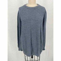 Untouched World Textured Ribbed Crew Neck Sweater Sz L Icicle Blue Merin... - £61.94 GBP
