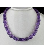 ANTIQUE NATURAL AMETHYST BEADS CARVED LONG 1 L 511 CTS GEMSTONE SILVER N... - £478.27 GBP