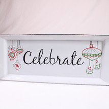 Food Network CELEBRATE Bread And Cheese Serving Tray Christmas White Black &amp; Red - £7.14 GBP