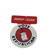 Vintage Sweep Clean Vote Republican Pin 1940&#39;s Pinback Political - $273.47 MXN